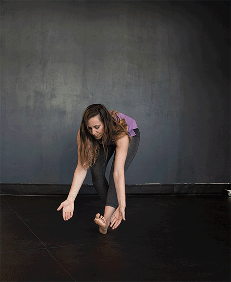 woman doing heel sweeps