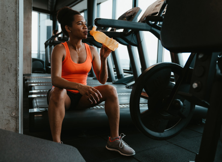 gym-goer drinking water