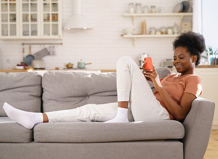 Woman sitting on a couch