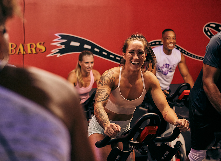 gym-goer at cycle class