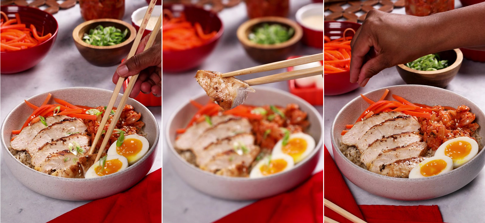 Kimchi and Grilled Chicken Rice Bowl: Recipe