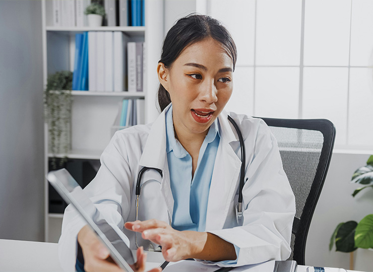 doctor talking about health