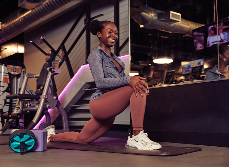 gym-goer stretching their legs
