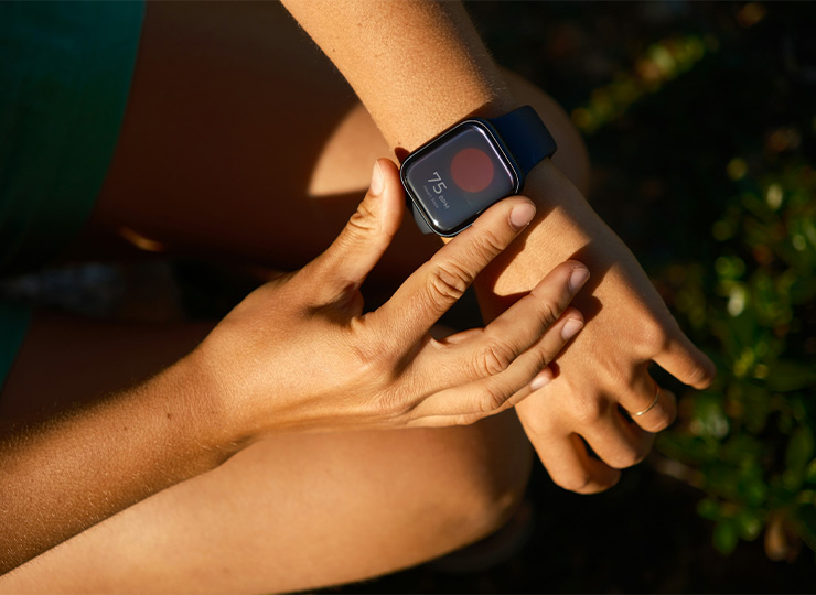 checking heart rate monitor