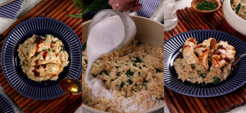 Creamy Coconut Rice with Veggie Potstickers: Recipe