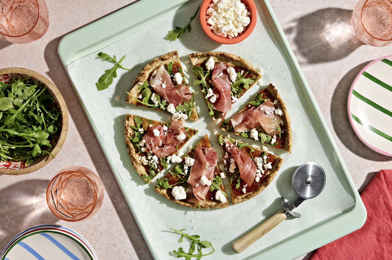 Fig, Goat Cheese & Arugula Chicken-Crusted Pizza