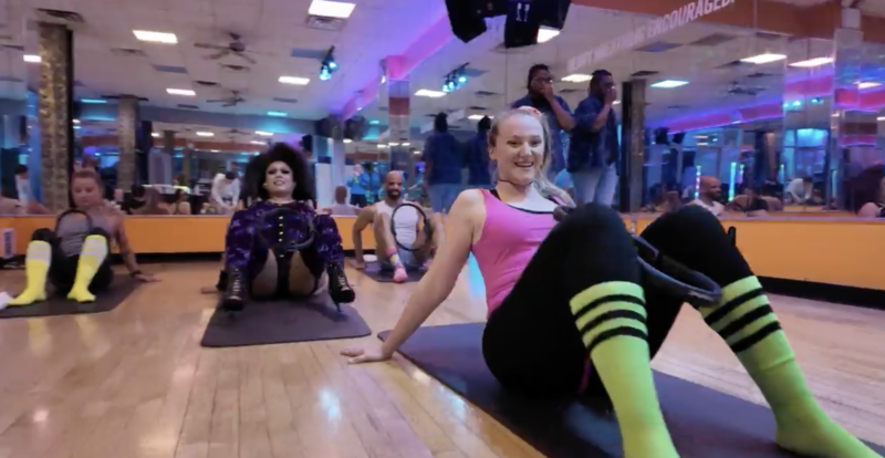 Gym-goers at 90's pop-up